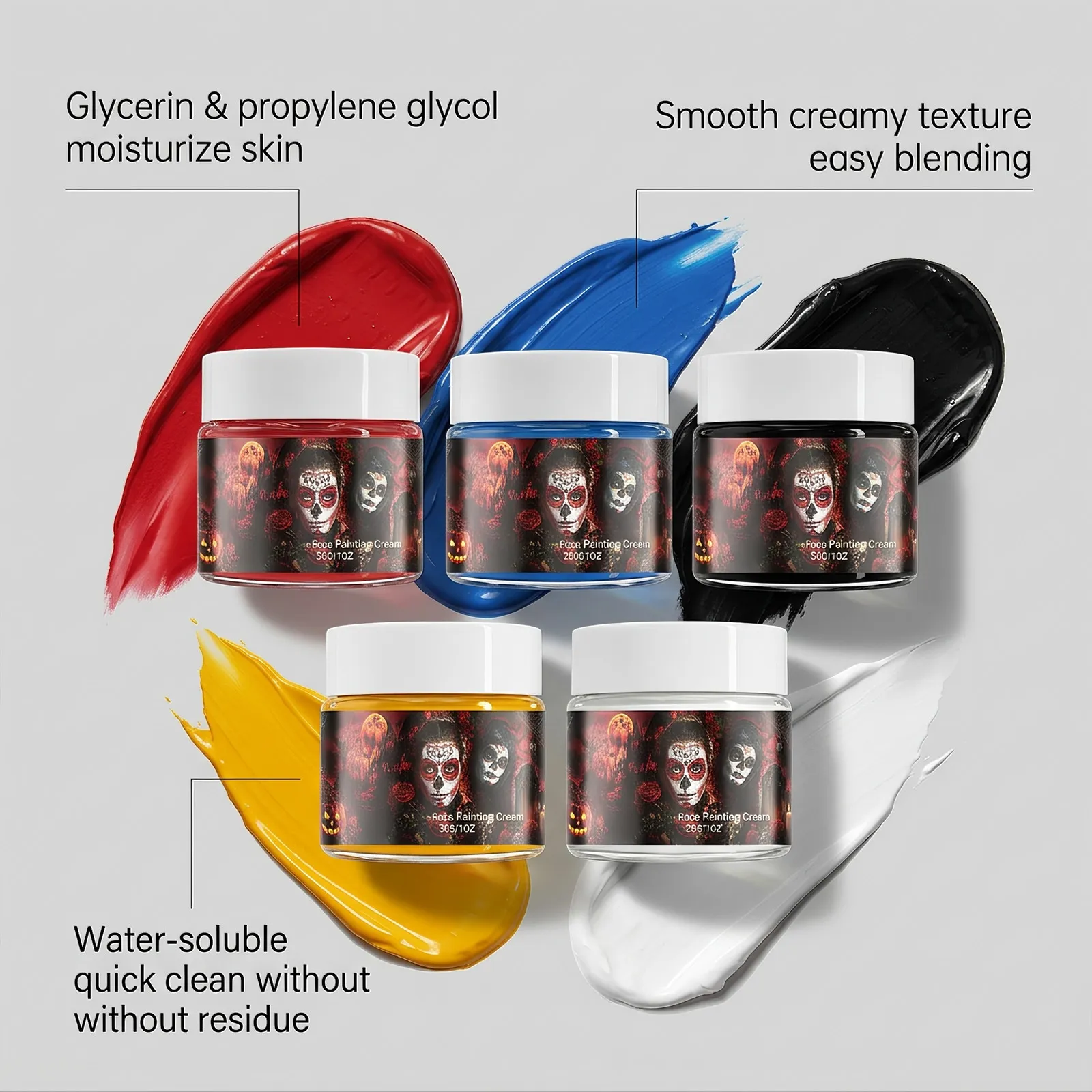 Glycerin infused face paint moisturizes skin